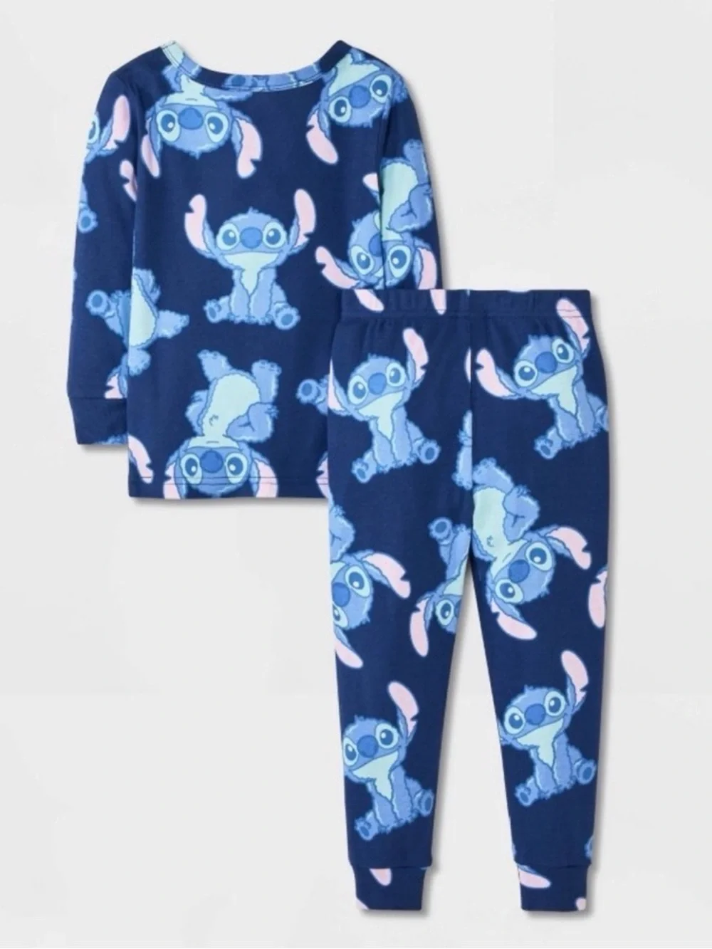 Toddler 4pc Lilo & Stitch CottonSnug Fit  Long Sleeve Pajama Set - Blue/White